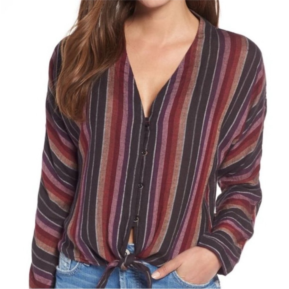 RAILS striped shirt with tie at waist, rich colors, great condition! 😄